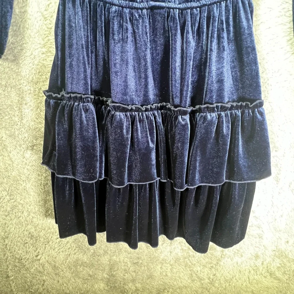 City‎ Studio Medium Tiered Mini Dress Blue Party Date Velour